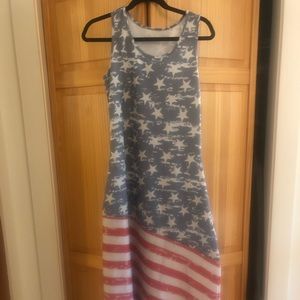 Long American flag maxi dress one size